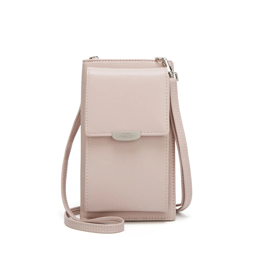 L001 pink Летняя женская сумка на плечо для телефона из искусственной кожи, кошелек для денег, мини-сумка на цепочке, Длинные сумки для мобильного телефона, клатч, сумка-мессенджер для телефона - Цвет: L001 pink