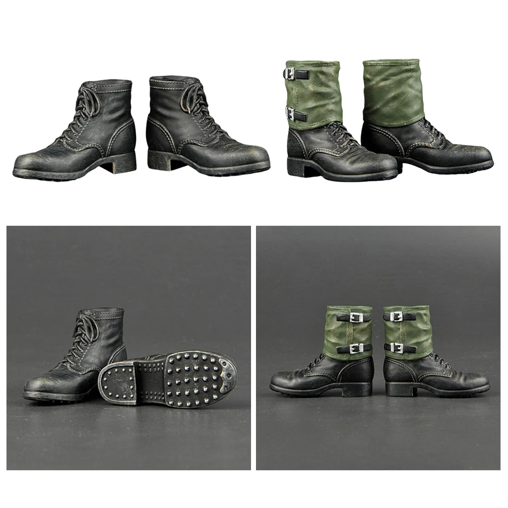 

1/6 Mans Plastic WWII German Soldier Lace Up Combat Boot Shoes for 12inch DID DML HT TC Dragon Male Bodies Action Figures