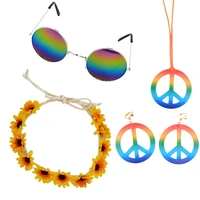 beach party cosplay hippie headband peace sign earring peace necklace fancy cosplay costume party props hippy accessories