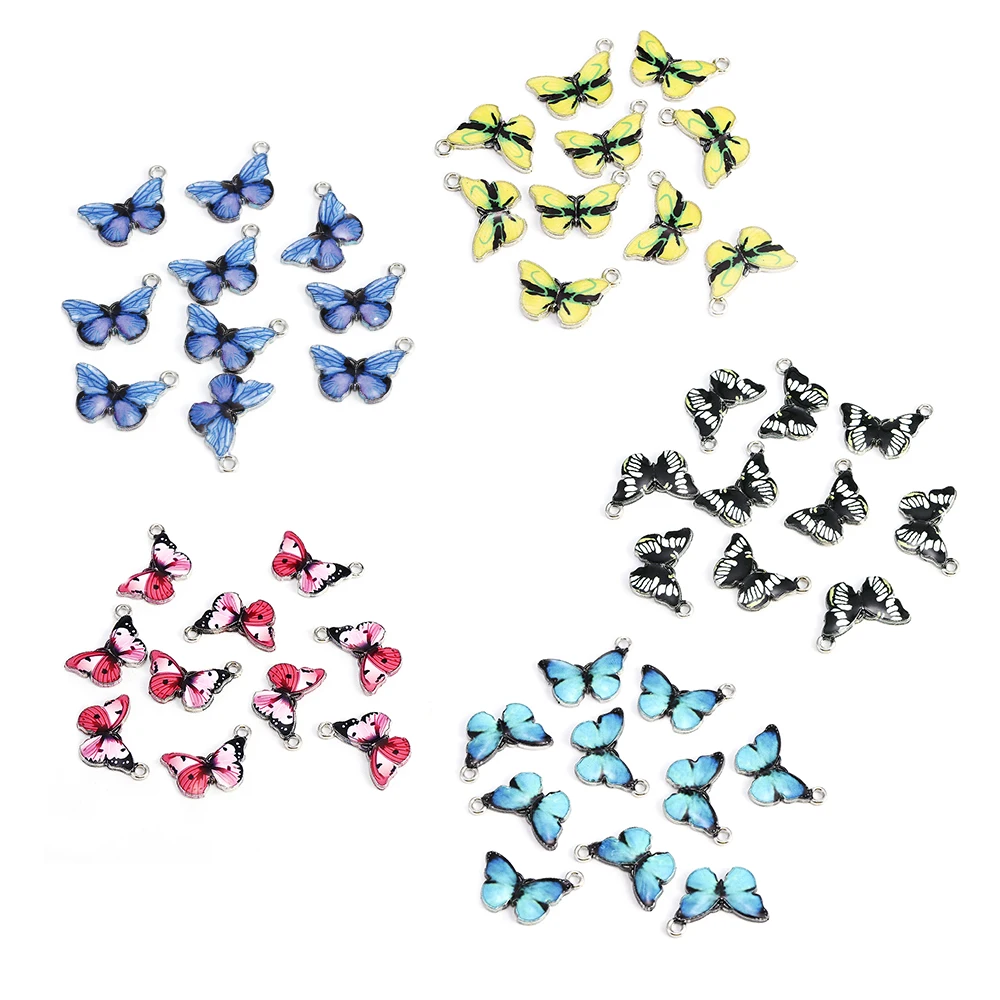 10pcs Blue Enamel Cute Butterfly Charms Pendants DIY Necklace Earrings Jewelry Marking Accessories | Украшения и аксессуары