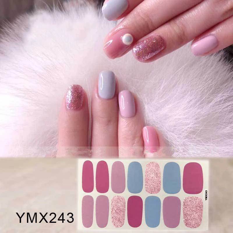 YMX243 1 лист цветной мультфильм милый медведь наклейки для ногтей клей полное покрытие наклейки для ногтей s 3D Водонепроницаемый Маникюр Pegatinas инструменты - Цвет: YMX243