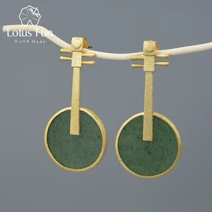 Женские серьги-подвески лют Lotus Fun, изящные серьги из серебра 925 пробы ручного изготовления с натуральным драгоценным камнем