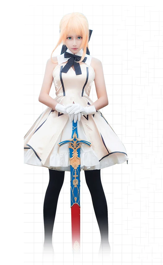 

Saber Lily Cosplay Fate Stay Night Costume Fate Zero Cosplay Saber Lily White Dress Costume Women Beautiful Dress