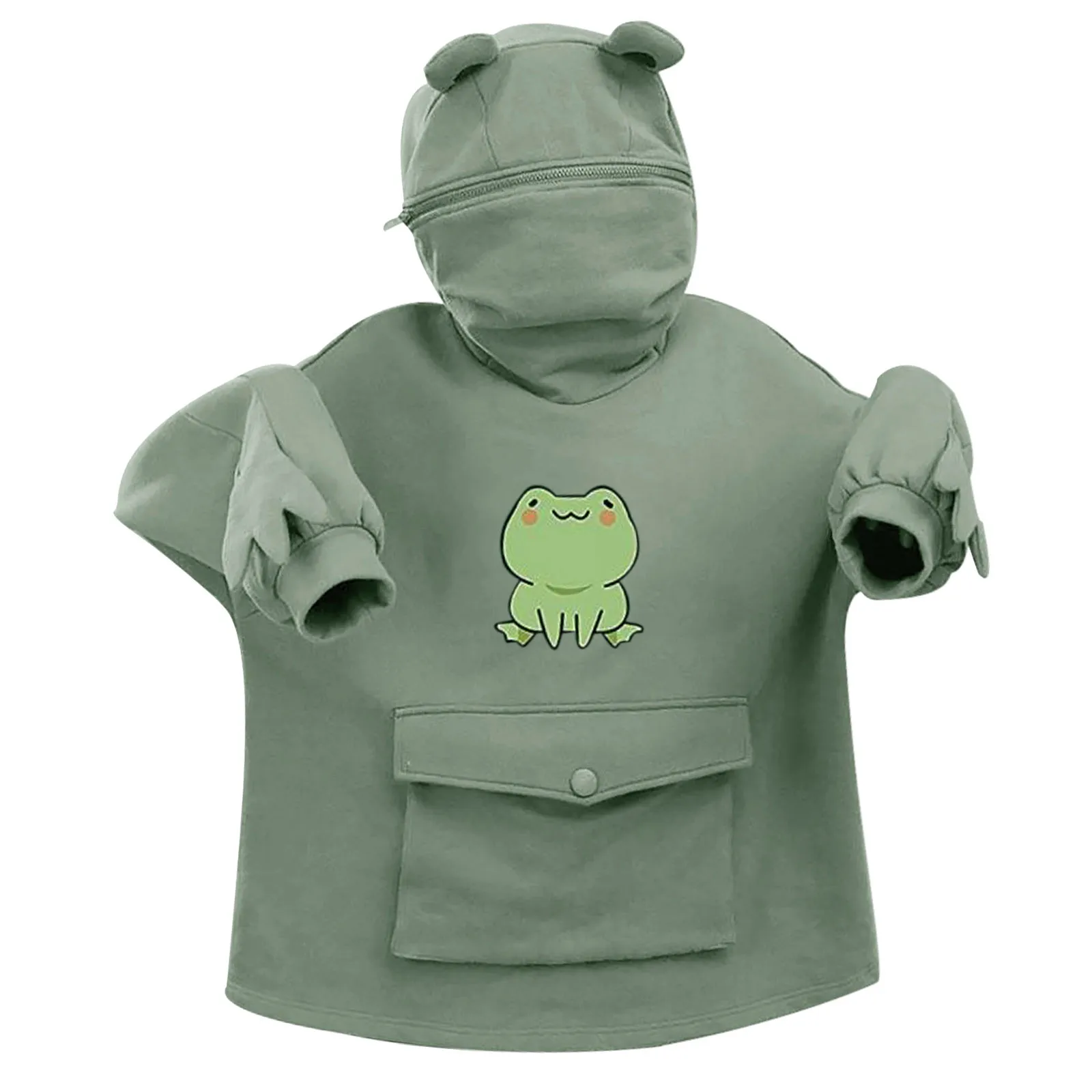 

Frog Hoodie Women Autumn Thick Loose Sweatshirt Harajuku Embroidery Letters Hoodies Thicken Pullover Female Oversize Vestidos