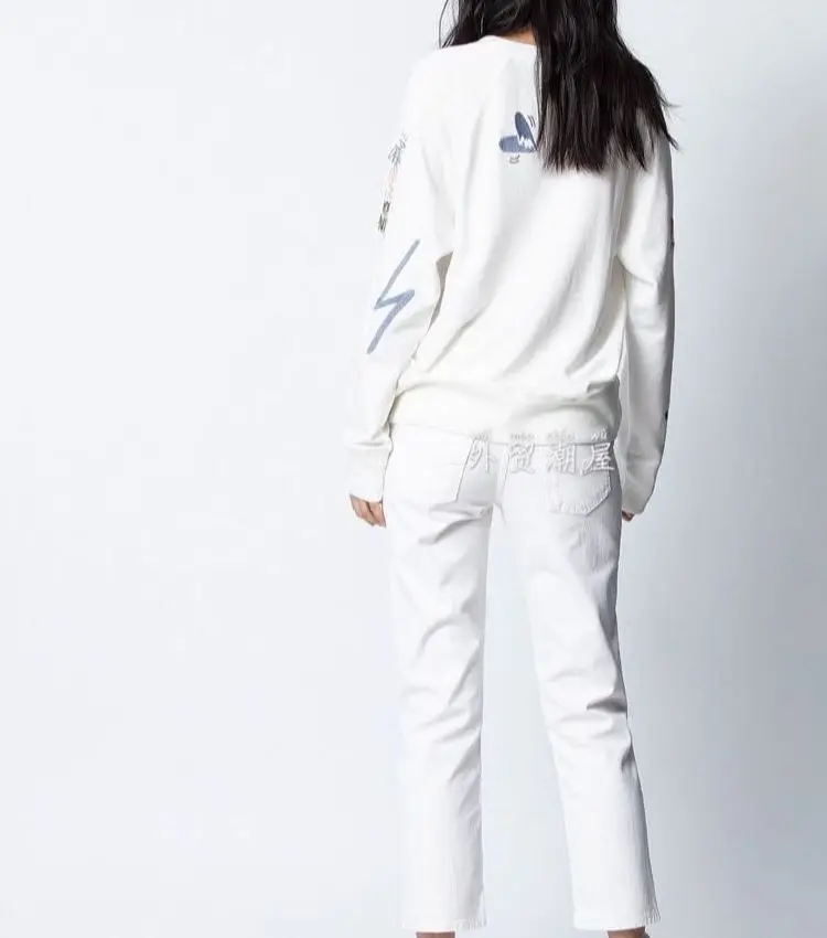 

Women Sweatshirt Letters Graffiti Embroidery Lady O Neck Jumpers Female Casual Long Sleeve Pullovers Tops 2021 New