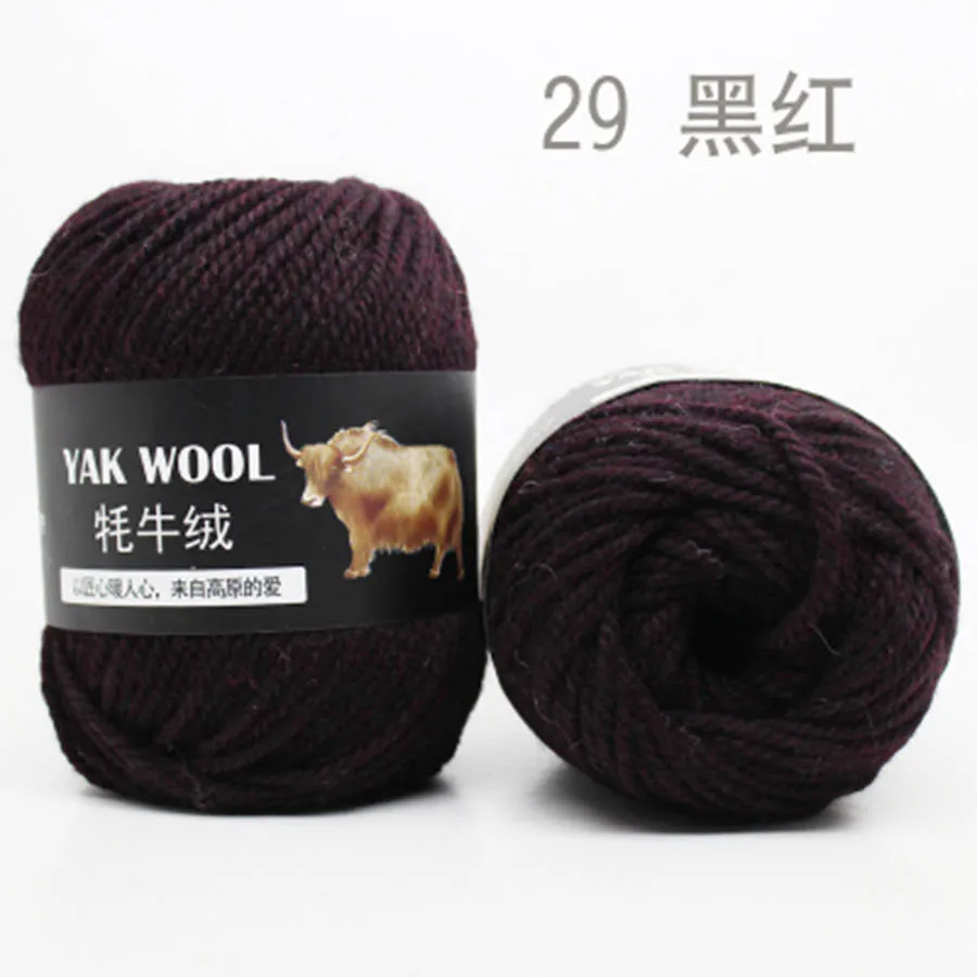 100 г/лот, 3 мм, хорошее качество, шерсть яка, Смешанная толстая пряжа, подходит для ручного вязания, шарф, шапка, пальто, камвольная нить, вязаная крючком - Цвет: 29