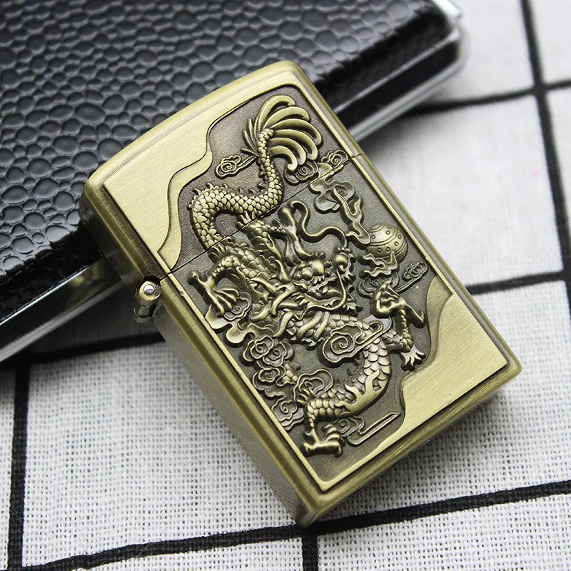 Butane Gas Lighter Retro Windproof Lighter Straight Inflatable Adjustable Flame Lighter Cigarette Smoking Accessories for Man