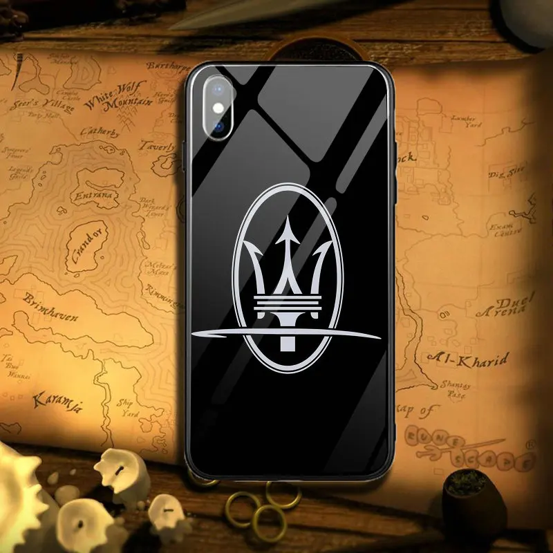 Image 3 Популярные Чехлы Maserati с логотипом автомобиля из закаленного стекла для iPhone 5 5S SE 6 6s Plus 7 8 Plus X XR XS Max Capa Coque Funda - Цвет: Image 3