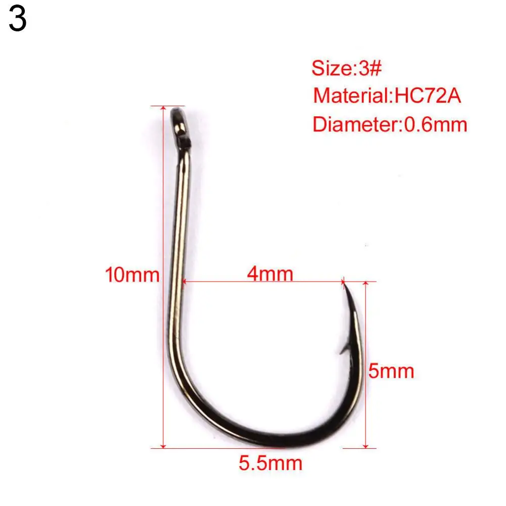 

200Pcs Strong Carbon Steel Sharp Single Fish Fishing Hooks Bait Tackle Tool