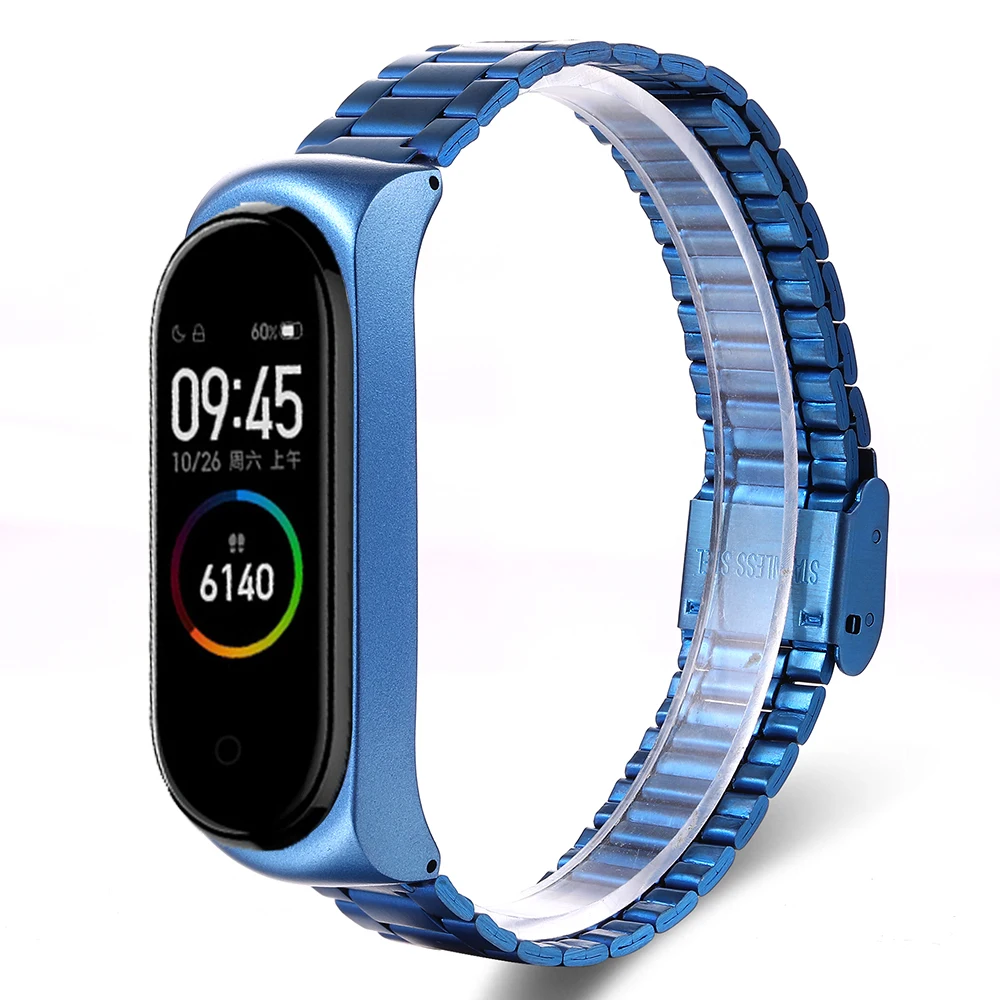 For Xiaomi band Mi band bracelet 3/4/5/6/7 metal band strap stainless steel three-beads band strap bracelet buckle