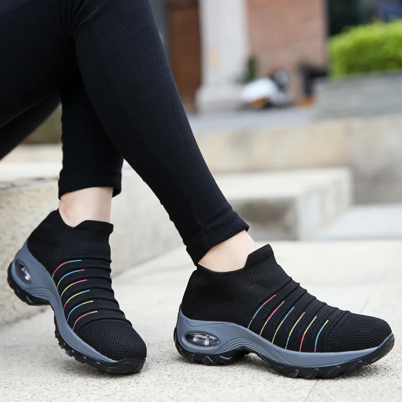 

Sneakers Woman Fashion Air Mesh Summer Women Casual Shoes Breathable Air Cushion Women Shoes Sports Shoes Women Socks Shoes 21-1