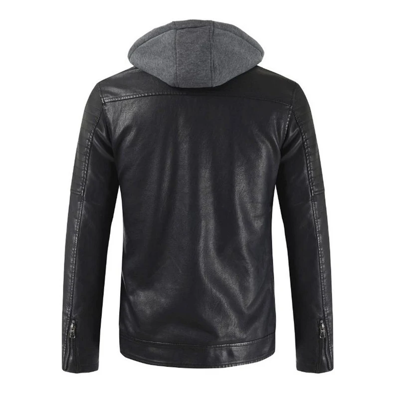 Куртка мужская из искусственной кожи на искусственном меху размеры до 3XL|Куртки