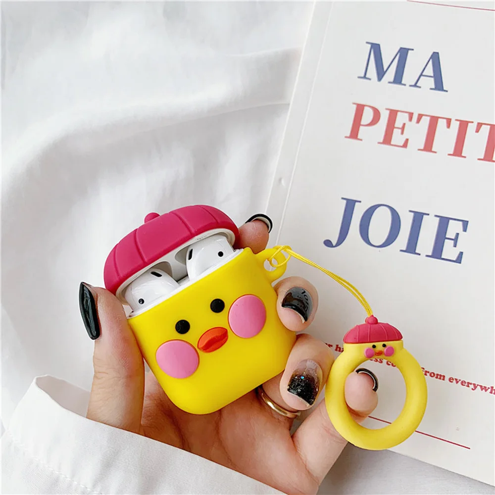 Cute Cartoon Earphone Case For Airpods 2 Cover Soft Silicone Slim Earphone Cover For Airpods Case Bag Protective Strap or Hook - Цвет: GJ0506