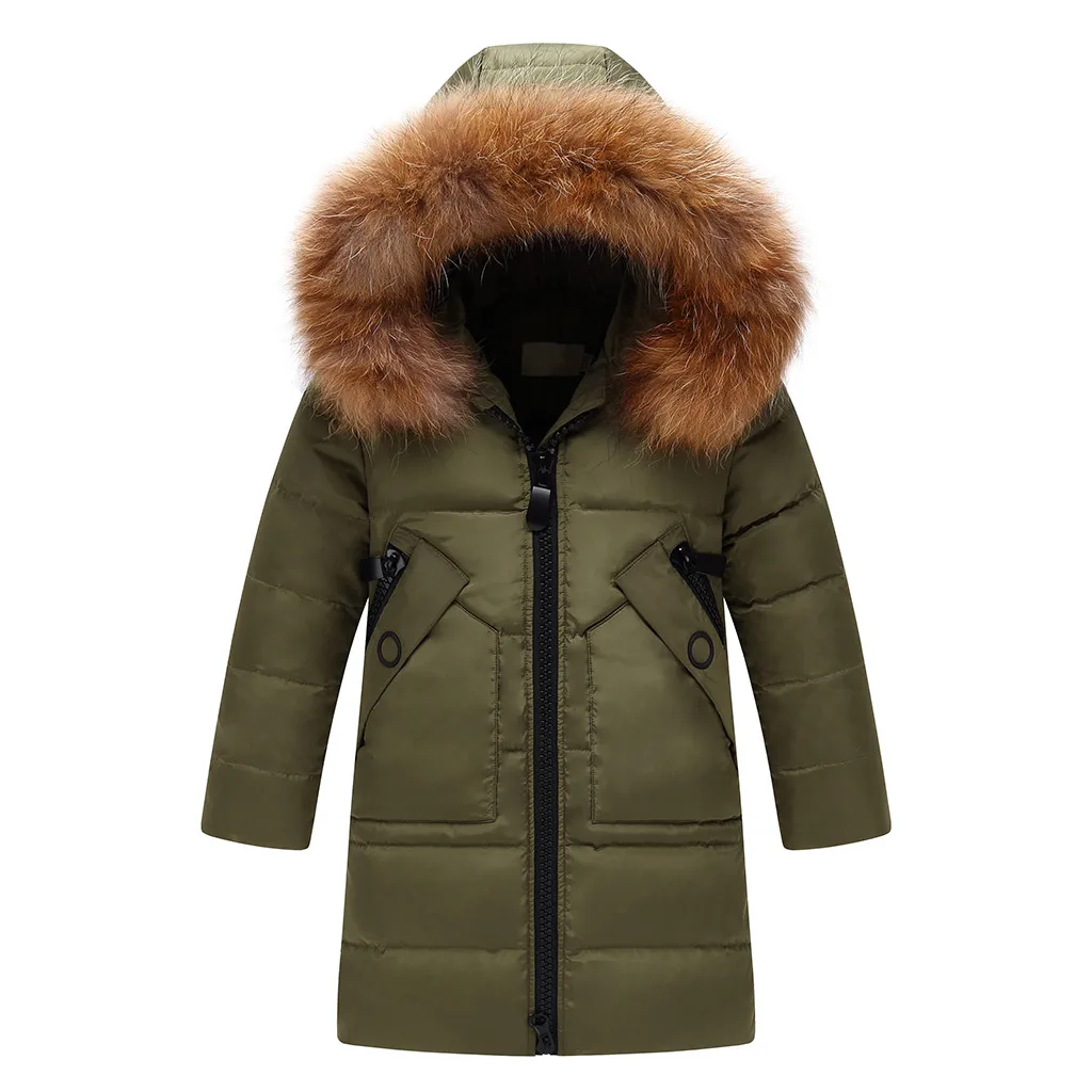 Пуховики для девочек зимние комбинезоны с капюшоном и искусственным мехом