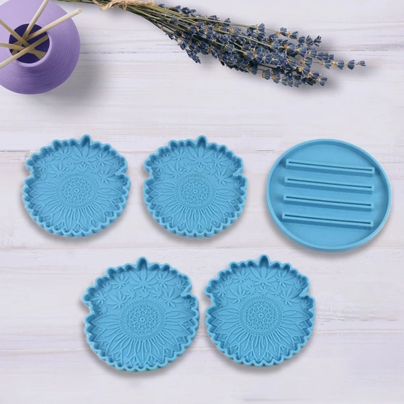 

Sunflower Maple Leaf Coaster Epoxy Resin Mold Cup Mat Coaster Holder Casting Silicone Mould DIY Crafts Decoration Tool N84D
