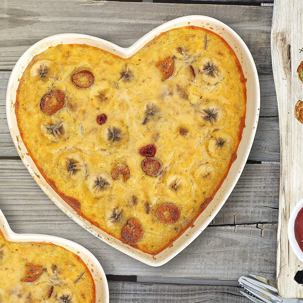 Ceramic Heart-shaped Bowl Snack Fruit Salad Breakfast Kitchen Tableware Home Cooking Dishes Dessert Pudding Plate | Дом и сад