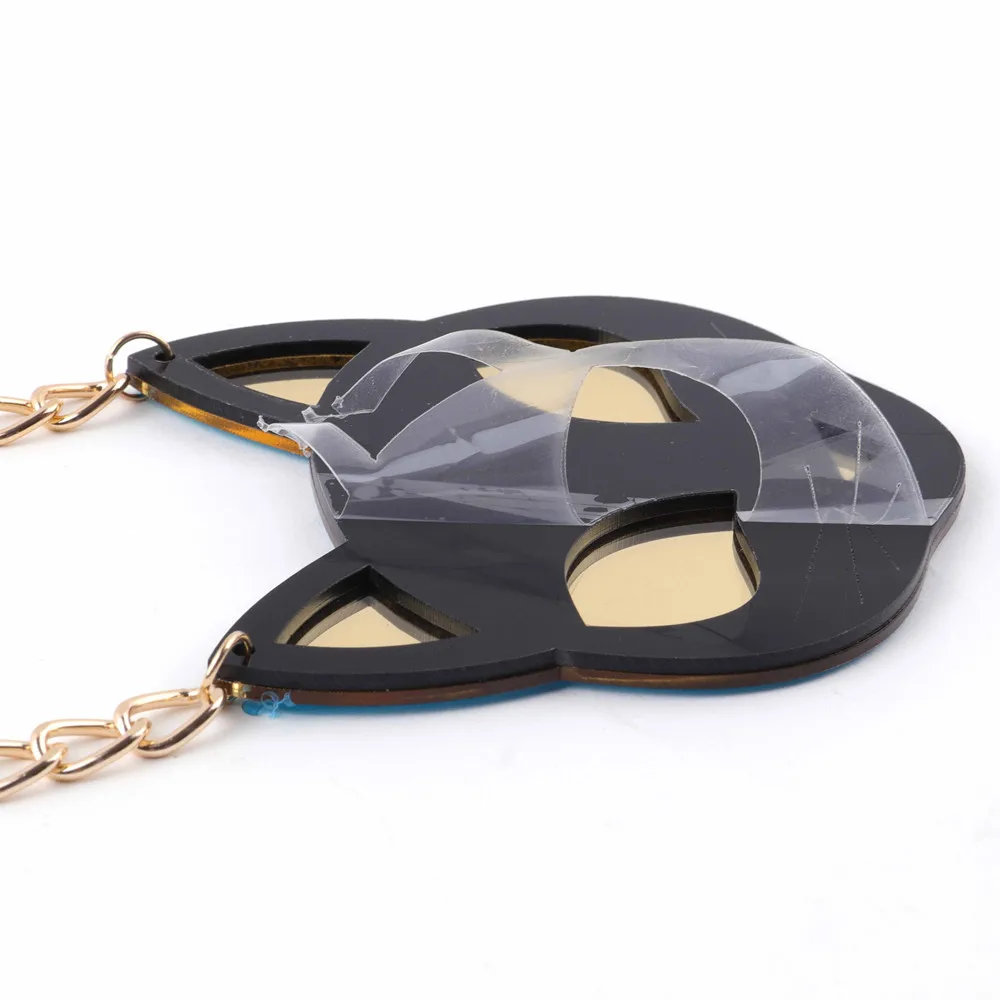 

Acrylic Black Cat Head Link Chain Necklace For Women Vintage Gold Color Eyes Cat Pendant Necklace Fashion Party Jewelry Gifts