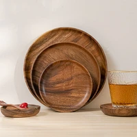 10 5 24 cm acacia wood dinner plates unbreakable round wood plates for fruits dishes snacks dessert serving tray tableware