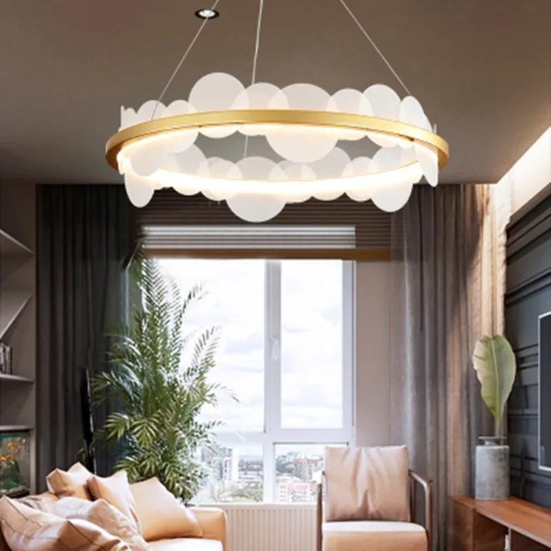 

Nordic light luxury post-modern living room simple model room restaurant bar counter creative bedroom glazed crystal chandelier