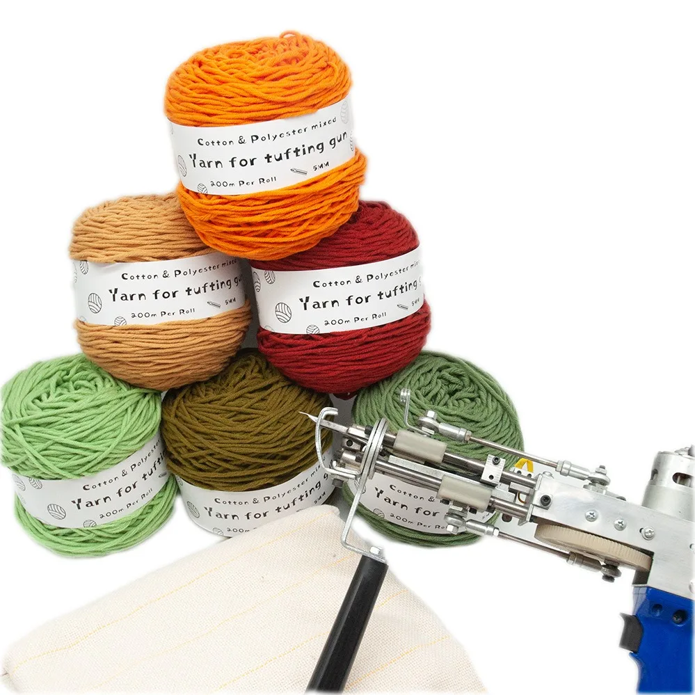 

6PCS Tufting Gun Yarn 8 Strands Stamp Embroidering Yarn 200m/Roll Yarn Large Rolls for Tufting Gun Weaving Carpets