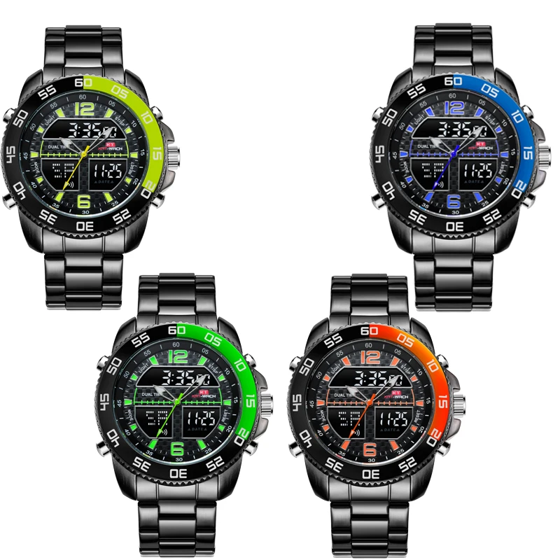 

KAT-WACH Men's Sports and Leisure Watch Dual Display Digital LED Display Swimming Military Electronic Quartz Men's Watch