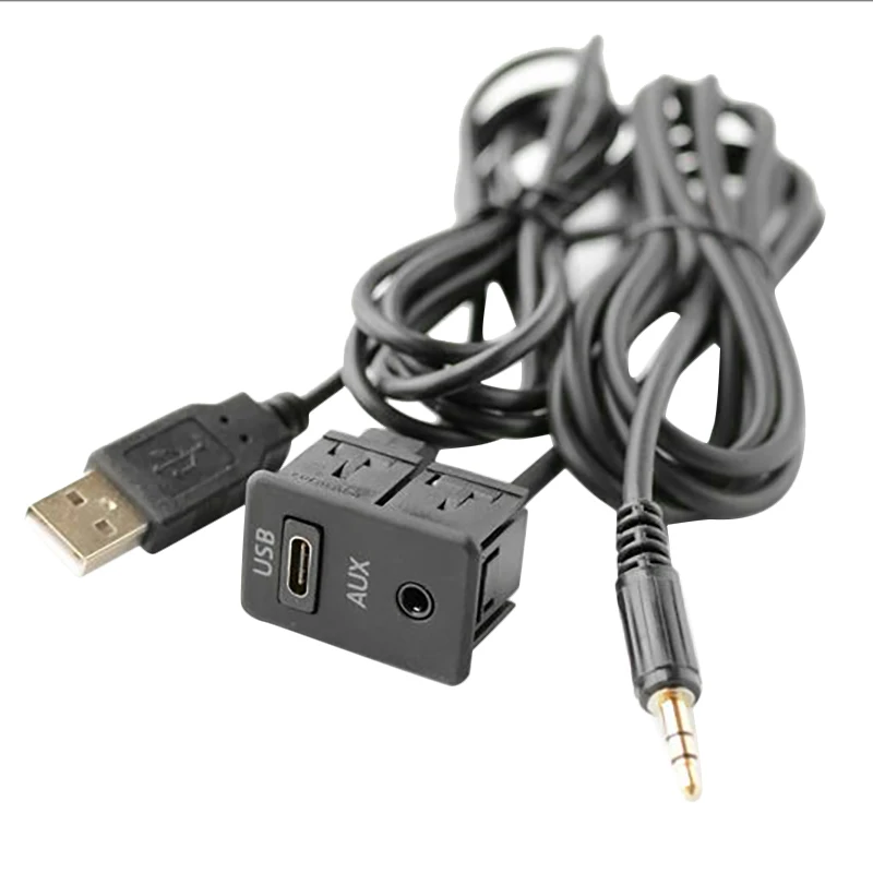 

1,5 м Панель автомобильного порта USB-TAPYC 3,5 мм AUX USB Удлинительный кабель адаптер