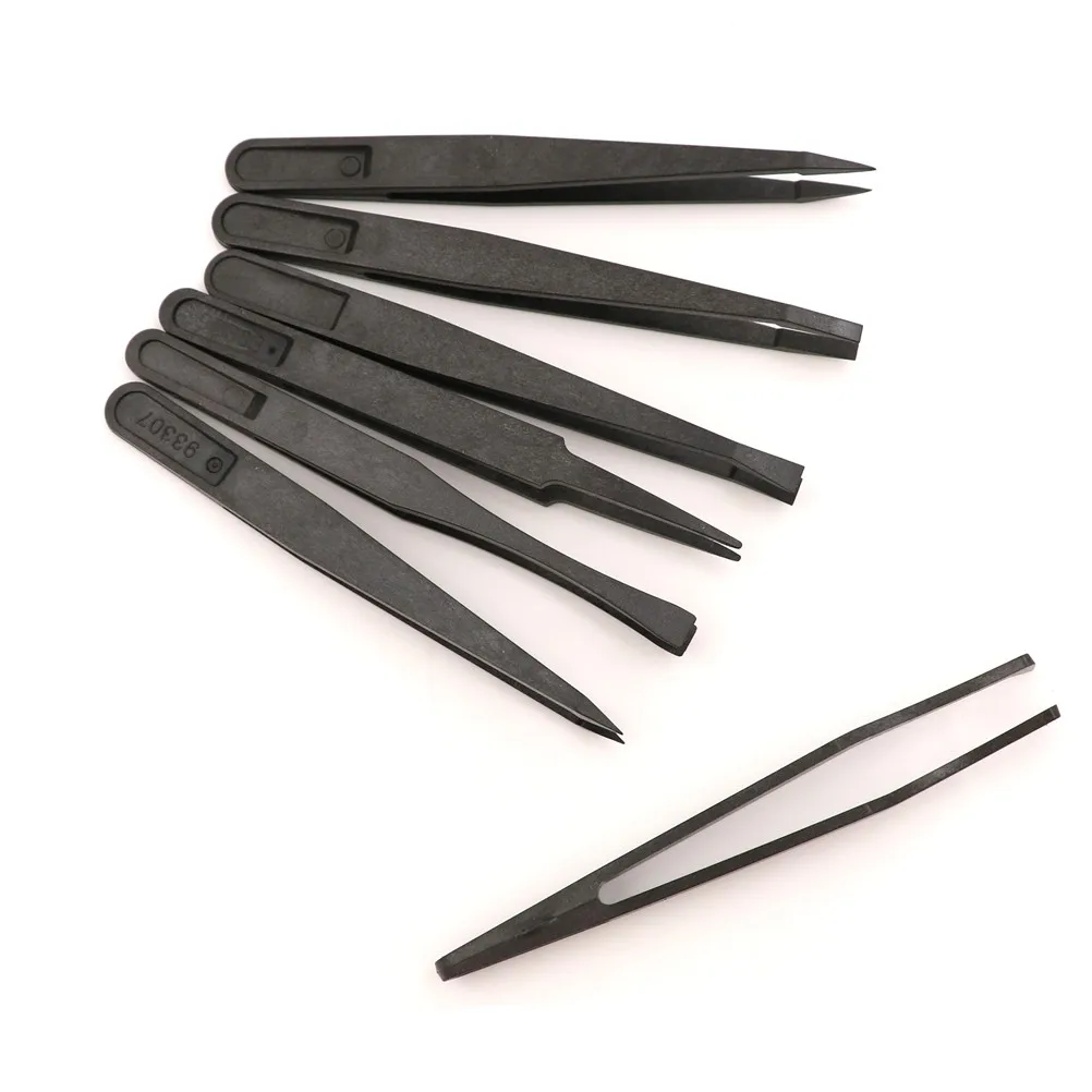 7 шт./компл. черный набор пинцетов ESD антистатический инструмент пластиковые