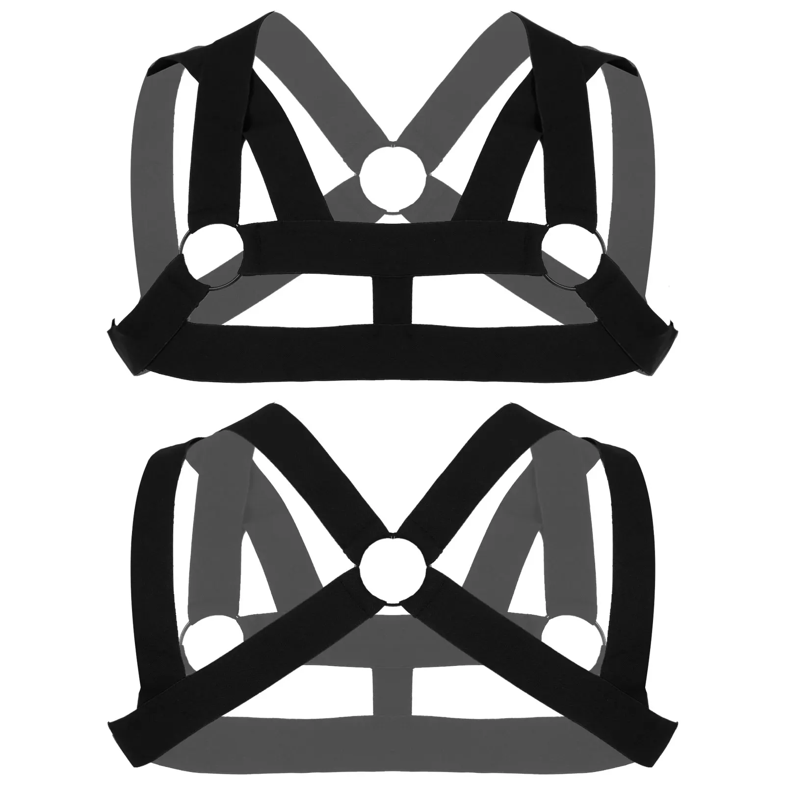 Mens Erotic Crop Tops Body Chest Harness Belt Metal Ring Elastic Shoulder Straps Clubwear Fancy Dress Ball Stage Show Costumes |