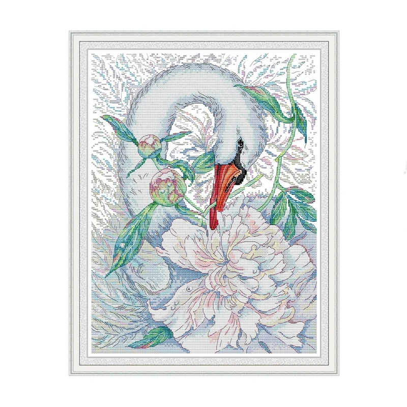 

White Swan Cross-stitch Kits Beginner 14ct 11ct Counted Printed Canvas Cross Stitch Pattern Embroidery Needlework Sets