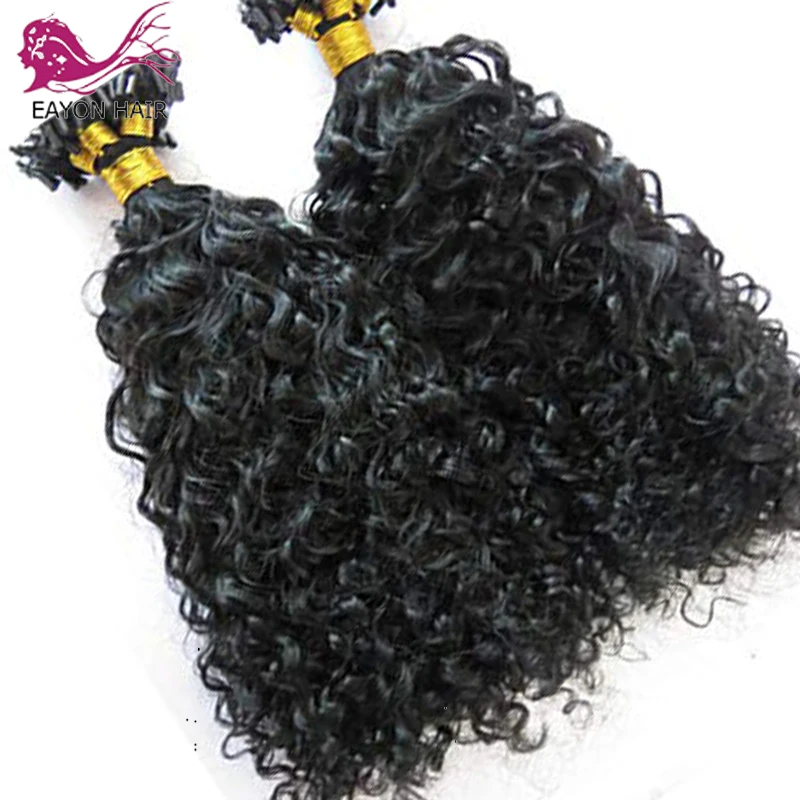EAYON 28inch Long Brazilian Loose Curly Micro Loop Hair Extensions Human Rings 1g/s 100g | Шиньоны и парики