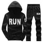 Мужской свитшот с капюшоном и надписью, с флисовой подкладкой