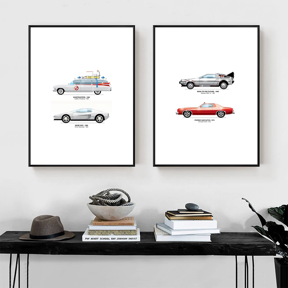 

Cool Legendary Movie Cars Prints Posters Racing Model Canvas Painting Wall Art Pictures kids Bedroom Unique Home Decor