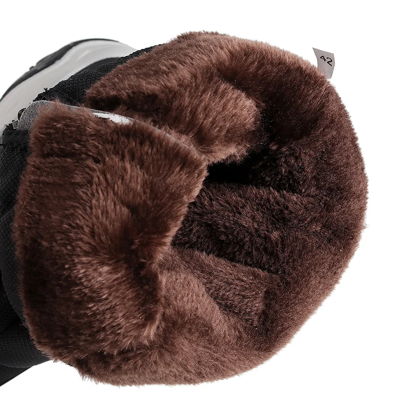 Мужские зимние ботинки с плюшевой подкладкой черные непромокаемые из хлопка