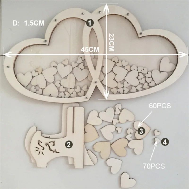 В форме сердца Сделай Сам Свадебная Гостевая книга обрученная деревянное