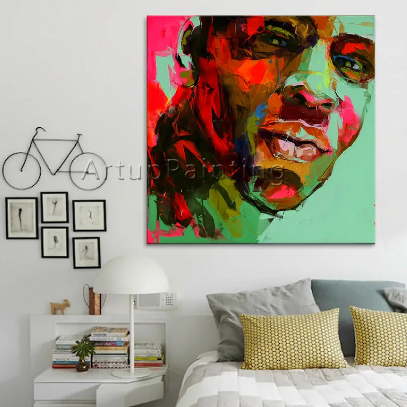 

No Framed Hand Painted Francoise Nielly Oil Painting On Canvas Caudros Decoracion Palette Knife Face Painting Wall Art Picture