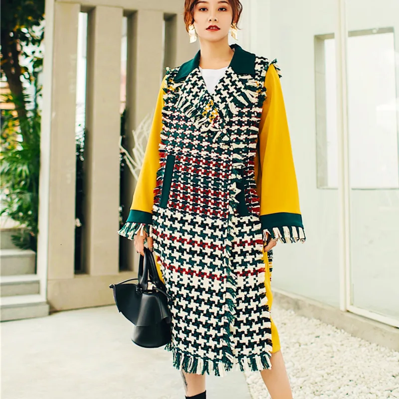 Желтое зеленое пальто с v образным вырезом свободного размера плюс женская