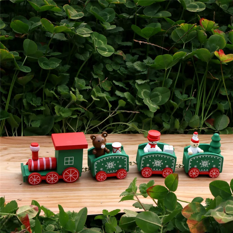 Новый Рождественский поезд окрашенный деревянный Декор для дома с Санта/медведь