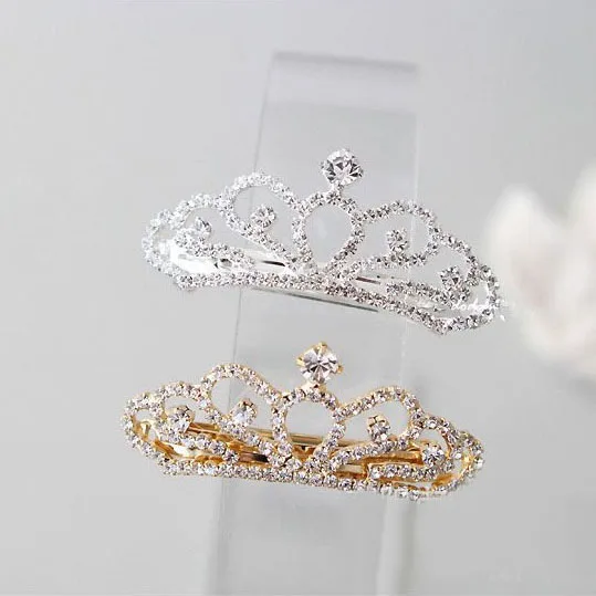 Crystal Princess Small Tiara Barrettes Girls Crystal Party Head Jewelry Crown Hair Clip Accessories