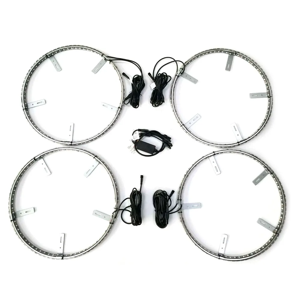 

Newest 4pcs RGB LED Wheel Ring Lights 15.5 inch Bluetooth App Controlled IP68 Waterproof Row Light Strip for Car Truck SUV