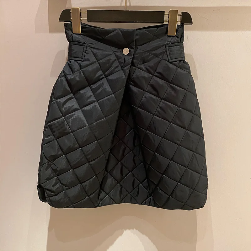 

2020 Autumn and Winter New High Waist Plaid Quilted Irregular Skirt A-line Skirt Women