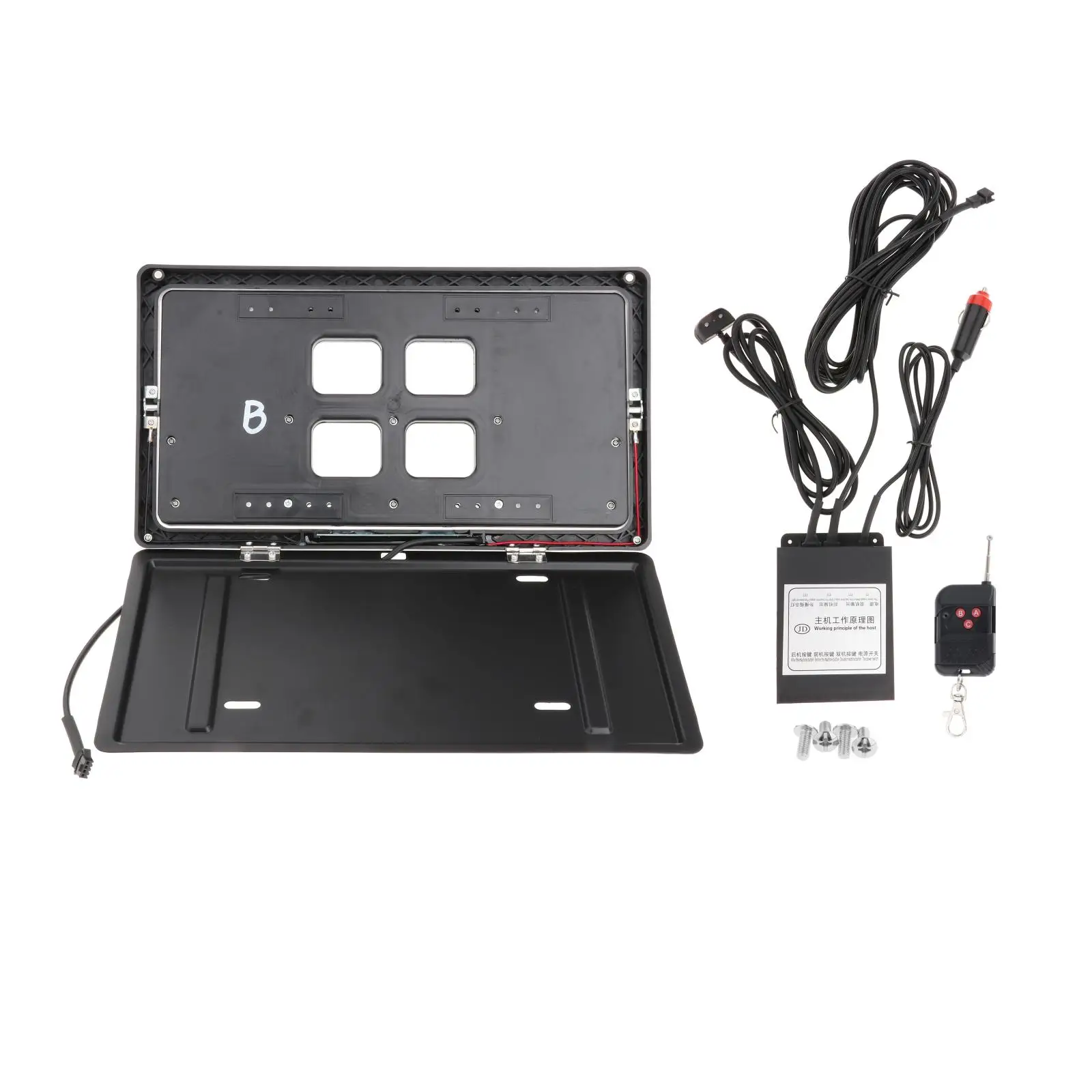 

Professional Shutter Cover Sensitive Remote Control Plastic Iron Electric Stealth License Plate Frame For US License Standard