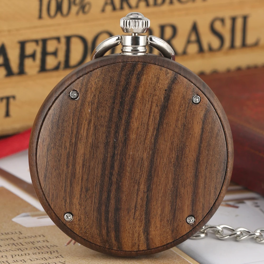 Large Hollow-out Dial Quartz Pendant Watch for Men Great Dark Brown Ebony Pocket WatchAvailable Luminous Pointers Watches | Наручные часы