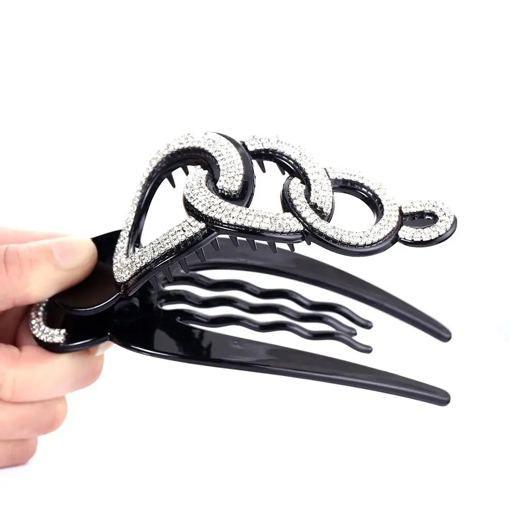 Extra Large Black Brown Crabs Clamp Hair Clip for Women Rhinestone Plastic Hairpin Barrettes Styling Tools Accessories |