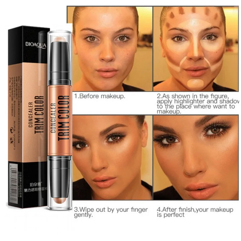 Двойная голова полное покрытие натуральный Гладкий контурный консилер и