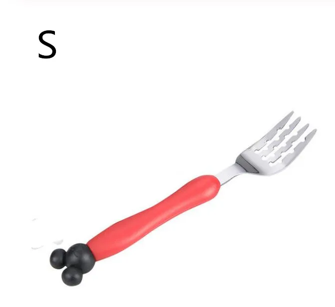 red fork l 1/2 шт. детский набор ложка и вилка безопасности Нержавеющая сталь кормления столовых приборов изображением героини мультфильма «Леди кормушки посуда ложка для кормления посуда - Цвет: red fork l