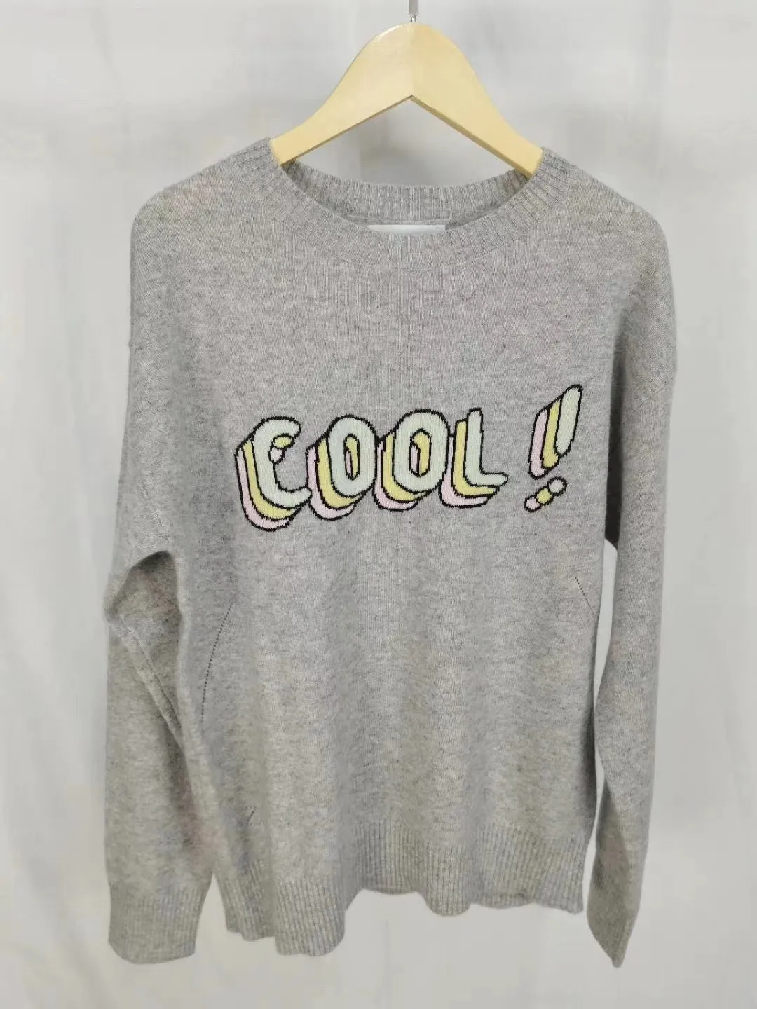 

Женский свитер 2021, Новый Модный пуловер из чистого кашемира с буквенным принтом