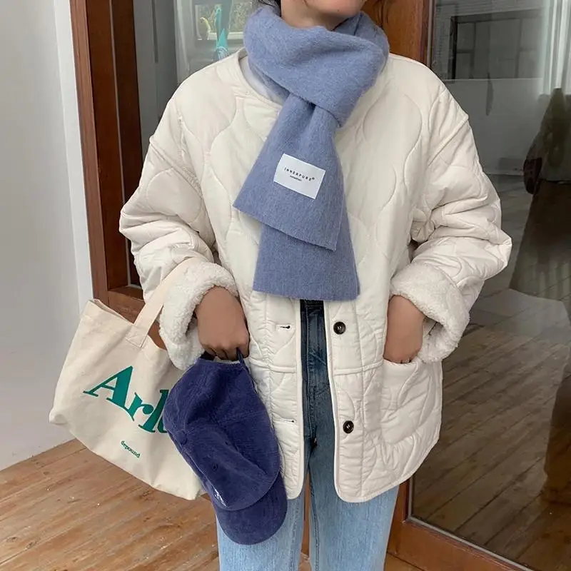 Короткая стильная женская парка в стиле ретро из овечьей шерсти с ромбовидным