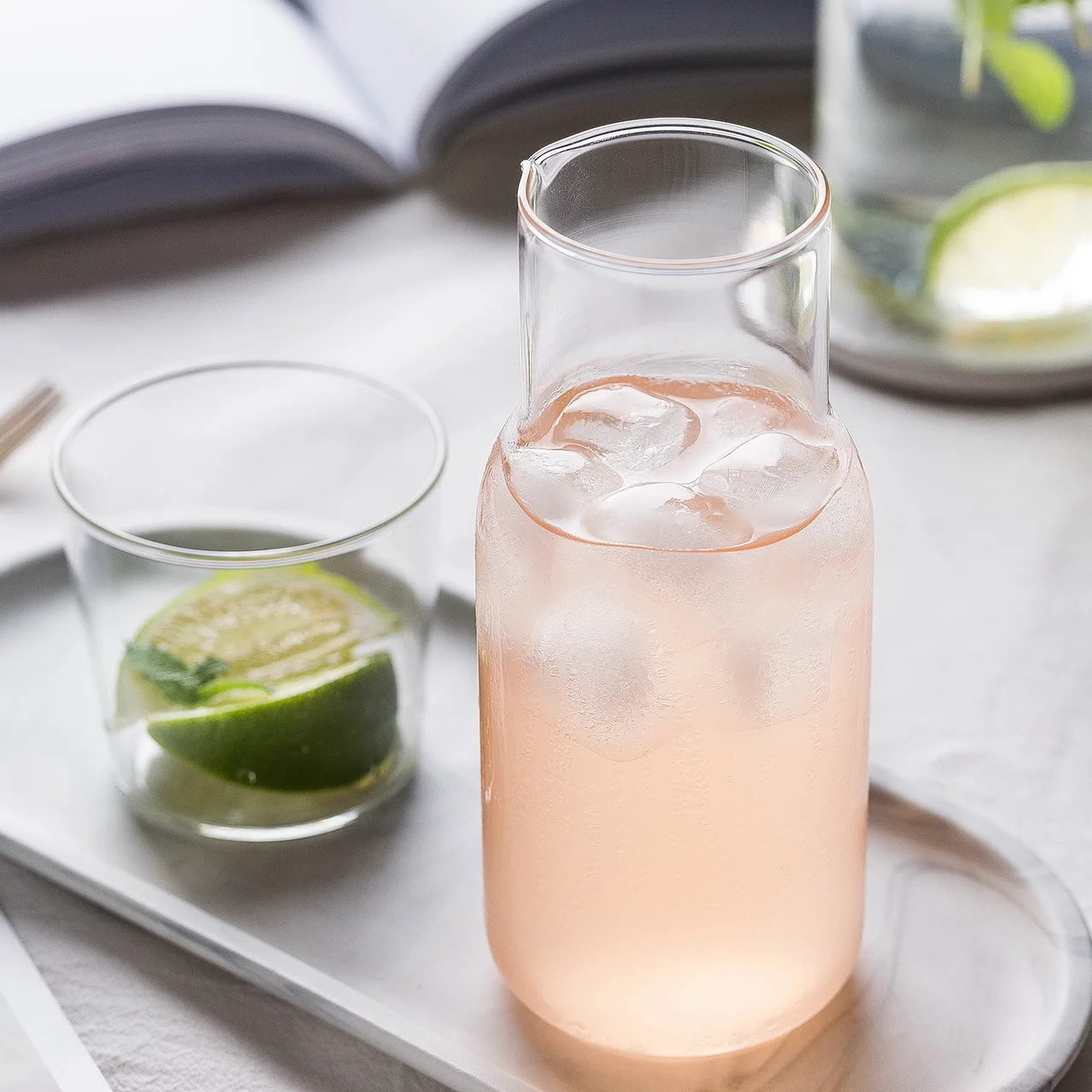Transparent Water Carafe With Tumbler Glass Cup Sets Bedside Pitcher High Temperature Resistance Bottle Drinkware Supplies | Дом и сад