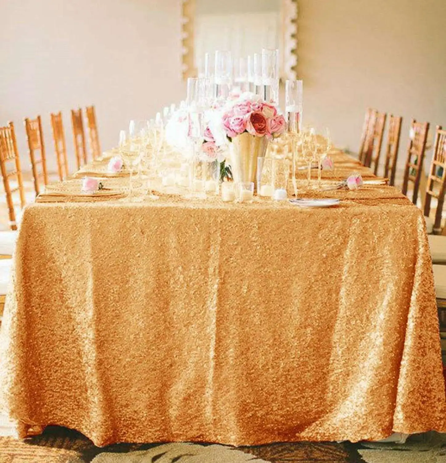 Скатерть с блестками розовое золото 72x72 дюймов вечерние скатерть для кухонного
