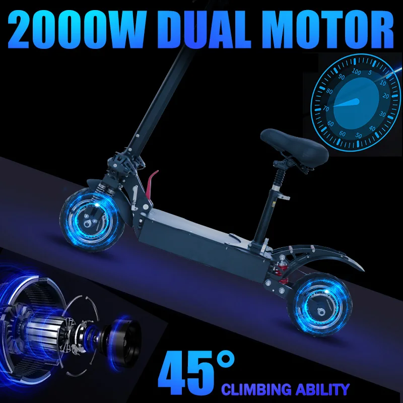 

65 Km/h Electric Scooter Electric Bike Adult scooter 2000W Wheel Hub Motor With 11inch Off Road Big Road Tires scooter elctrico
